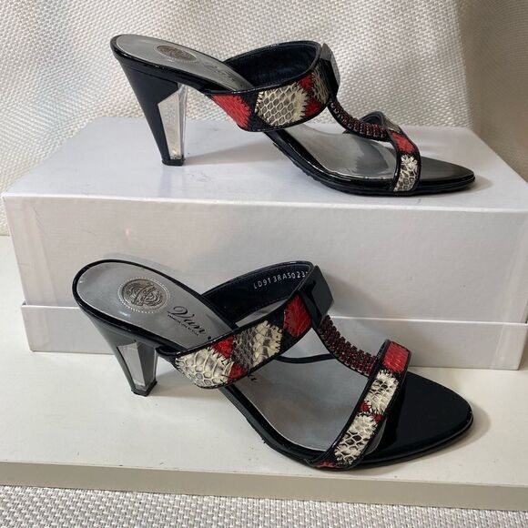 Van Maria by Soda Snakeskin & Rhinestone Heels Size 6 | 3” Acrylic Heel Slip-Ons - Picture 10 of 14